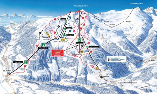 a map of a mountain with snow at Exclusive Apartment Tassenbacherhof in Strassen