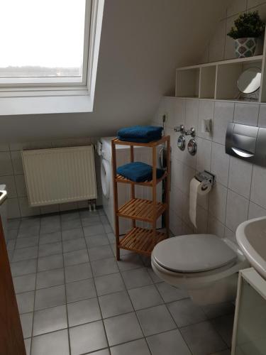 ナウムブルクにあるFerienwohnung mit Domblickのバスルーム(トイレ、洗面台付)