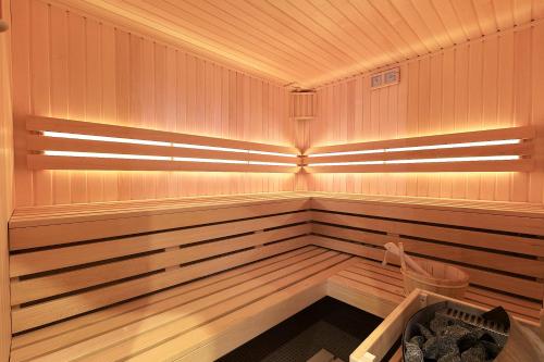 a sauna with a light on the inside of it at New Willa Jan in Zakopane