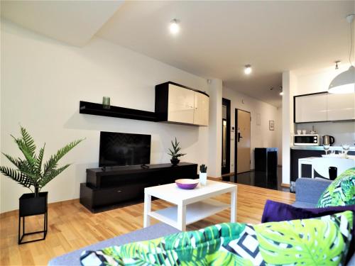 a living room with a couch and a table at VIP Apartamenty Stara Polana 2 in Zakopane
