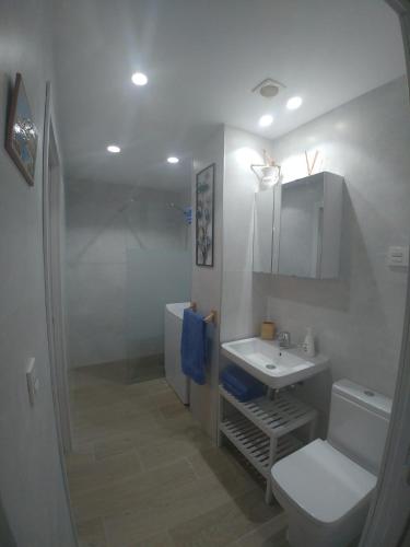 bagno con doccia, lavandino e servizi igienici di Apartamento el olivo a Fuengirola