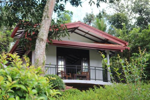 a small house with a balcony in a forest at Paddy Field Villa Midigama in Midigama