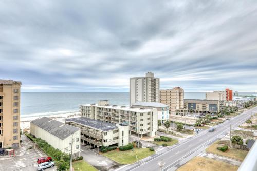 an aerial view of a city and the ocean at Crystal Towers in Gulf Shores