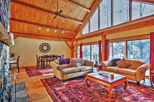 a living room with two couches and a table at Luna Stella - West Dover Home 1 Mi to Mt Snow! in West Dover