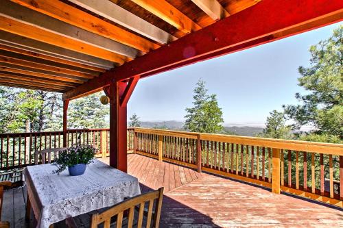
A balcony or terrace at Spacious Cabin with Deck, Mtn Views, Fire Pit and Grill
