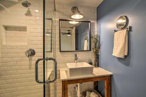 a bathroom with a sink and a shower at Modern Home with Shared Pool in Fort Lauderdale! in Fort Lauderdale