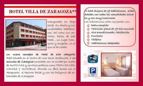 El plano del piso de Hotel Villa de Zaragoza
