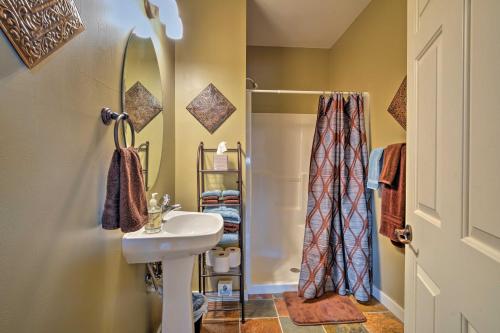 a bathroom with a sink and a shower at Bozeman Getaway with Mountain Views, Near Downtown in Bozeman