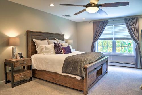 a bedroom with a bed and a ceiling fan at Colonial-Style Warwick Retreat - 1 Hour to NYC! in Warwick