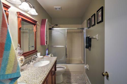 ブランドンにあるLakefront Brandon Home with Patio and Screened Lanai!の洗面台、トイレ、シャワー付きのバスルーム