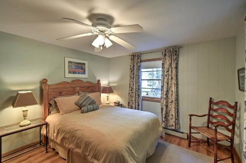a bedroom with a bed and a ceiling fan at Ephraim Vacation Rental - 3 Mi to Fish Creek Beach in Ephraim