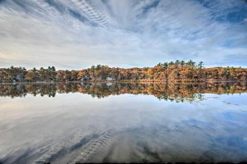 a view of a lake with trees in the background at Football Fans Lake Retreat - 5 Mins to Gillette! in Plainville