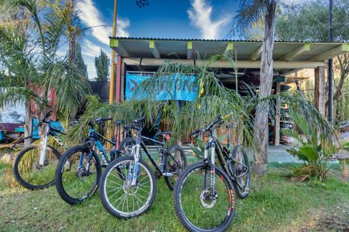 a group of bikes parked in front of a building at Hotel Copacabana Tarifa Beach in Tarifa