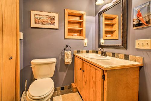a bathroom with a toilet and a sink at Trout Lake Cabin with Private Dock, Kayaks and Loft! in Grand Rapids