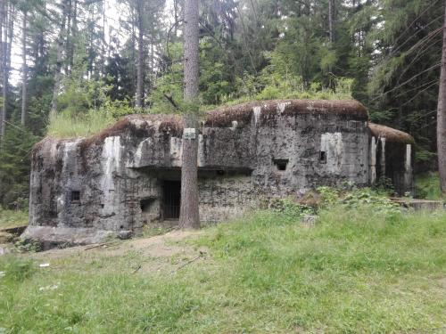 an old stone building in the middle of a field at Penzion La Baita in Branná