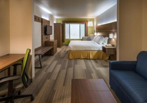 a hotel room with a bed and a couch at Holiday Inn Express Hotel & Suites Carson City by IHG in Carson City