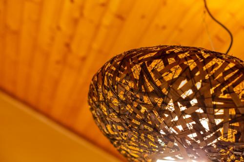 a disco ball hanging from a ceiling at Hotel de Montaña Rubielos in Rubielos de Mora