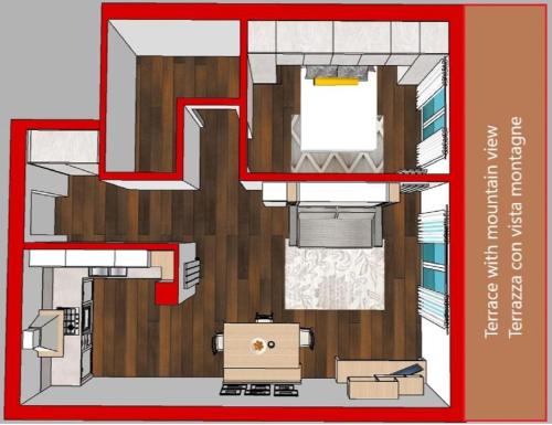 a floor plan of a room with a bathroom at ILIA House in Vason