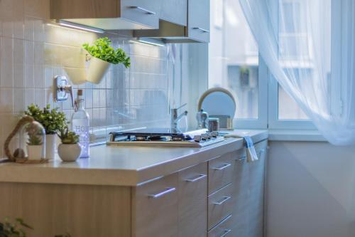 a kitchen with a sink and a counter top at Vaticano San Pietro Apartment in Rome