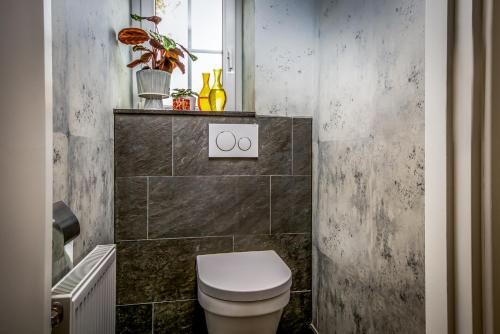 a bathroom with a white toilet in a room at Aparthotel Ons Epen in Epen