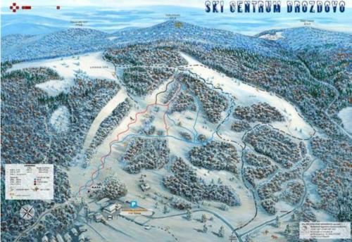 a map of a ski resort in the snow at Kimy home in Mojmírovce