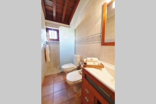 a bathroom with a toilet and a sink at Casa emblemática in Tegueste