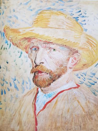 a painting of a man wearing a straw hat at LandLust Guesthouse B&B Amsterdam Area Purmerend in Purmerend