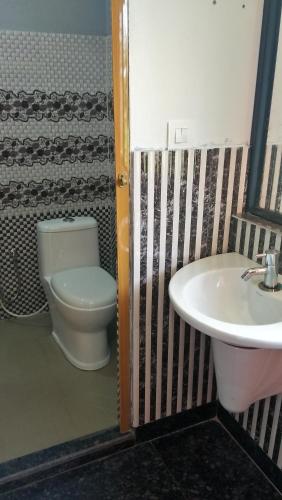 a bathroom with a toilet and a sink at Chamayam Holiday Villa in Meenangadi