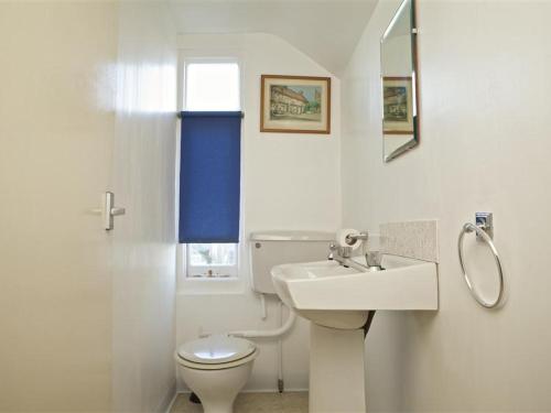 a white bathroom with a toilet and a sink at 7 Glenthorne House in Salcombe