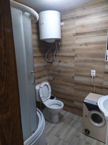 La salle de bains est pourvue de toilettes et d'un lavabo. dans l'établissement Vila Balerina, à Mitrovac