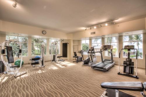 a gym with treadmills and cardio equipment in a building at Lovers Key Resort in Fort Myers Beach