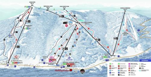 a map of a ski resort in the mountains at Hołdysówka przy Gondoli in Szczyrk