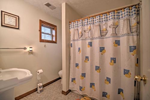 A bathroom at Riverfront Elkins Home with Fireplace and Deck!