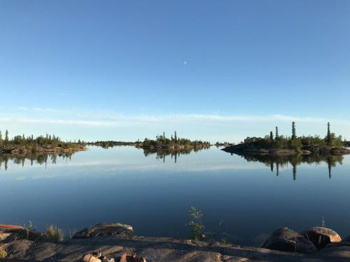 an island in the middle of a large lake at Great Slave Lakeside Bed & Breakfast in Yellowknife