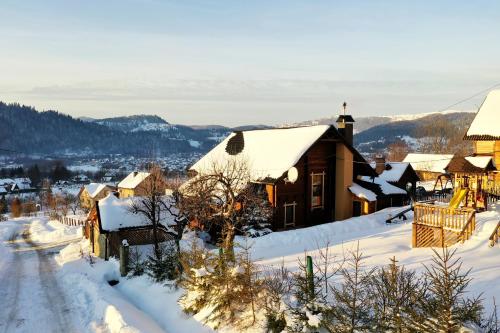 Landskap semula jadi dekat dengan chalet