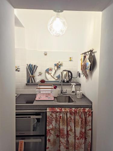 una cucina con un lavello e un piano di lavoro di Il Pavone a Bari