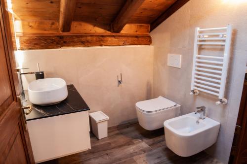 a bathroom with a white toilet and a sink at Residenza Marconi in Pinzolo