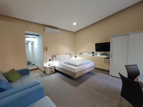 a bedroom with a bed and a couch at Apartment Danijela-City Centar in Belgrade