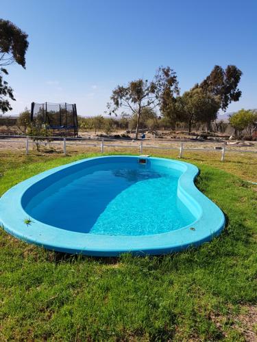 a blue pool in the middle of a field at APARTHOTEL Santa Maria in Punta de Choros