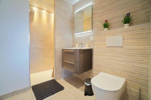 a bathroom with a toilet and a sink at lac Annecy - Talloires - situation exceptionnelle - calme et reposant in Rovagny