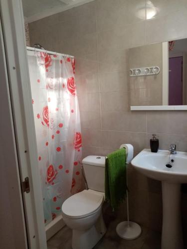a bathroom with a toilet and a sink at La Terraza in Vinarós