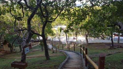 a set of stairs in a park with trees at CED Garden in El Nido