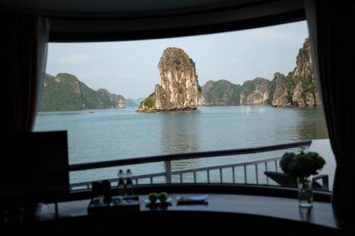 a view of the water from a window of a boat at Dora Cruise by HAG in Ha Long
