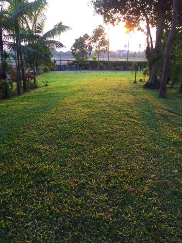 a park with trees and a field of grass at Bantunglom Resort in Mae Rim