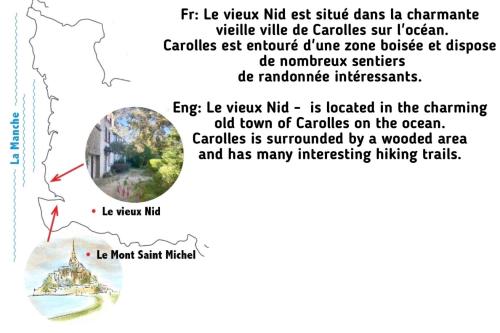 a map showing the location of the cayman islands at "Le Vieux Nid" in Carolles