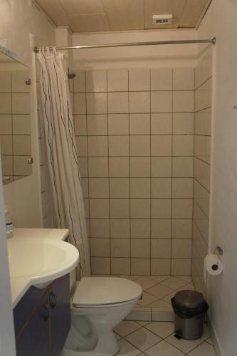 ein Bad mit einem WC und einem Waschbecken in der Unterkunft 90. Kronprinsensg. (190) in Esbjerg