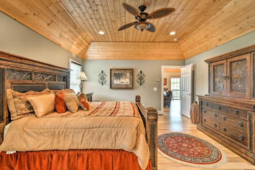a bedroom with a bed and a ceiling fan at Mountain-View Franklin Retreat: Near Hiking! in Franklin