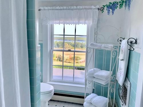 baño con aseo y ventana en Maguire House Bed and Breakfast, en Ashburnham