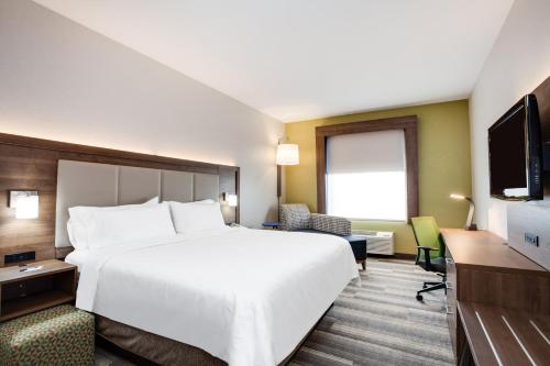 a hotel room with a large bed and a television at Holiday Inn Express Hotel & Suites Clewiston by IHG in Clewiston
