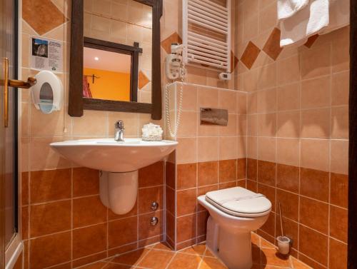 a bathroom with a sink and a toilet at Stupnički Dvori Winery Hotel in Brodski Stupnik